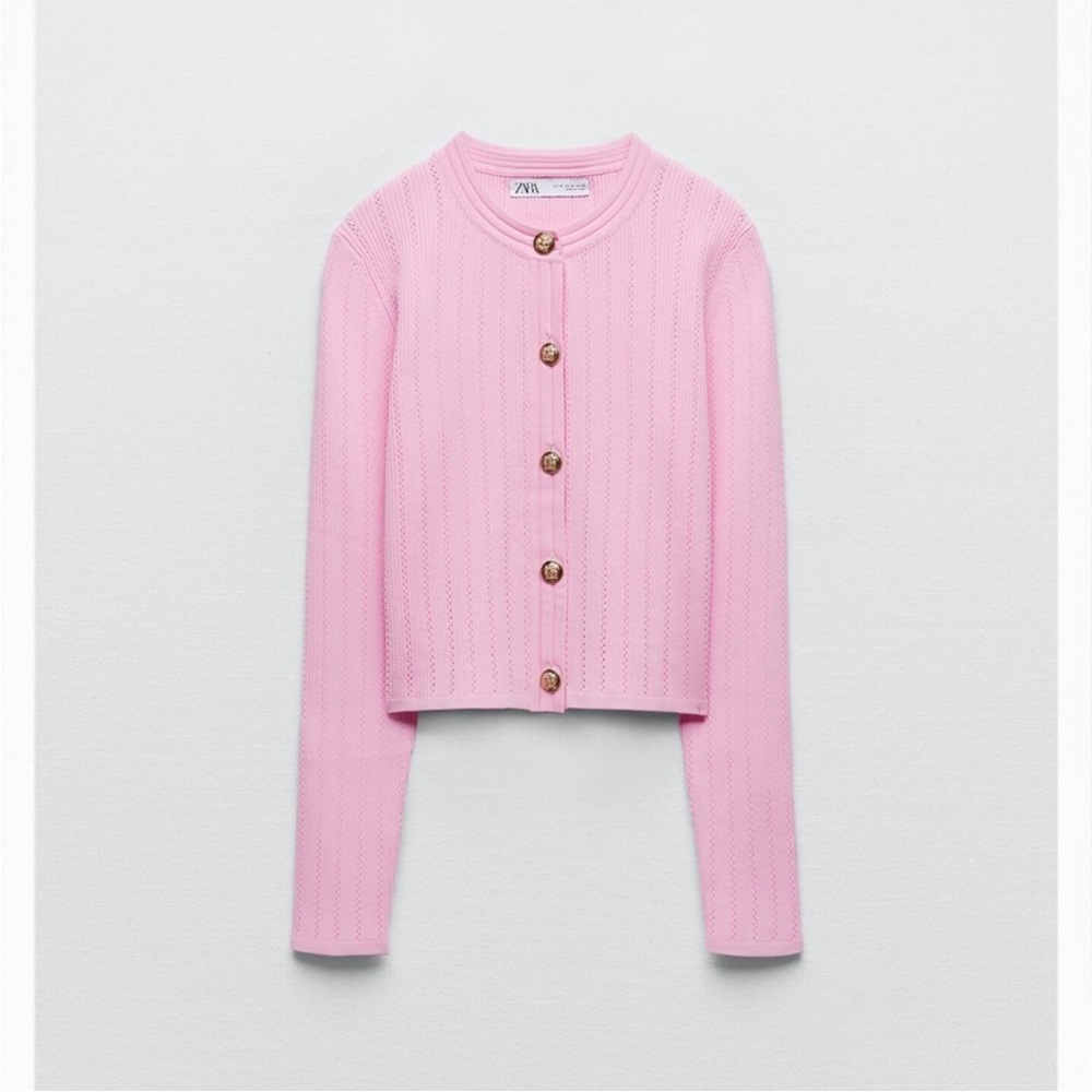 Zara Pink Cardigan with Gold Buttons - Picture 6 of 13